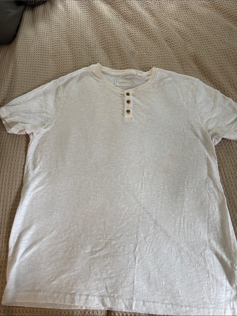 Lucky Brand Ivory Short Sleeve Henley Tee